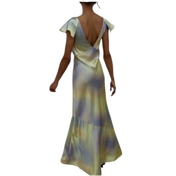 WeWoreWhat Slip Maxi Satin Dress XS Rainbow Babydoll Flowing Tiered Dainty Party - Picture 2 of 11